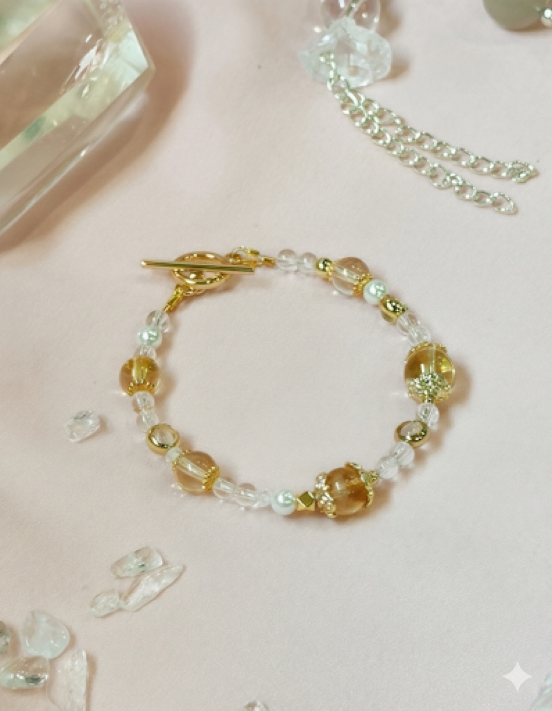 金色手作水晶手链